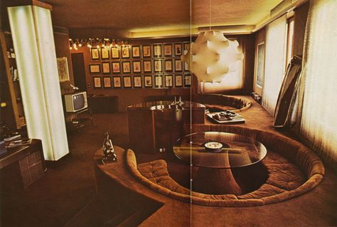 1979 interior, I'm fairly certain this is earlier than 79 but still..wow ! 70s House, 70s Interior, 1970s Decor, 1970s Home, Sunken Living Room, Retro Interior Design, 70s Home, 70s Decor, Vintage Interior Design