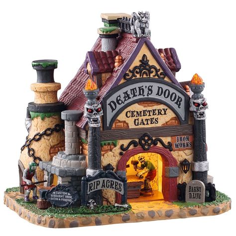 Spooky Buildings | Michaels Lemax Spooky Town Halloween Village, Halloween Villages, Lemax Halloween Village, Spooky Town Village, Lemax Halloween, Cemetery Gates, Clay Halloween, 44th Birthday, Polymer Clay Halloween