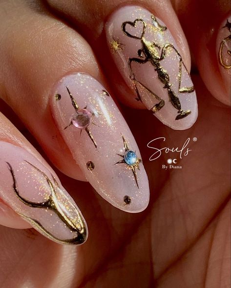 Libra Nail Art Designs, Mythology Nail Art, Libra Nail Ideas, Libra Season Nails, Greek Goddess Nails Designs, Libra Zodiac Nails Design, Virgo Nail Ideas, Libra Nail Art, Aries Inspired Nails