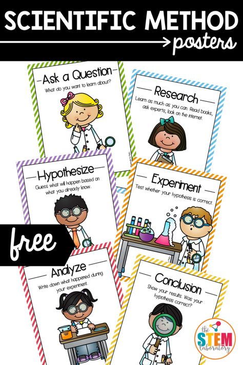 Scientific Method Posters - The Stem Laboratory Scientific Method Anchor Chart, Scientific Method For Kids, Scientific Method Experiments, Scientific Method Activities, Math Stem Activities, Scientific Method Posters, Stem Posters, Kindergarten Stem, Fourth Grade Science