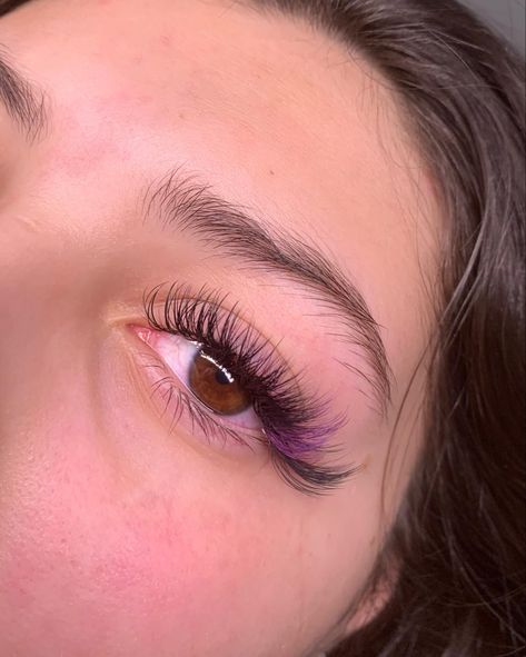 Hybrid Lash Extensions Color, Purple Lashes Extensions, Lash Extensions With Purple, Hybrid Lash Extensions With Color, Purple Eyelash Extensions, Purple Lash Extensions, Lashes With Purple, Lash Extensions With Color, Purple Eyelashes