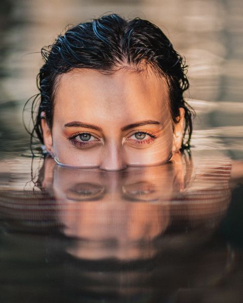 Head Peaking Out Of Water, Head Half In Water, Head Poking Out Of Water, Face Emerging From Water, Head In Water Reference, Face Coming Out Of Water, Water Pose Reference, Face In Water, Woman In Water