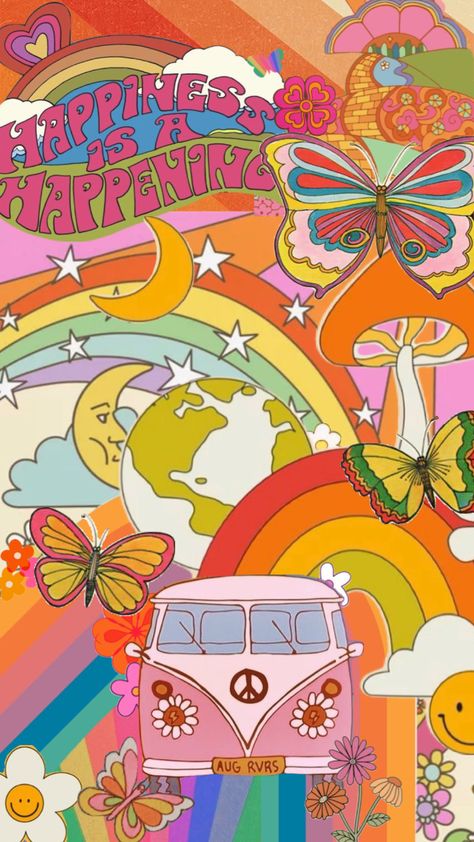 groovy 🌈🦋🌙 #groovy #retro #hippievibes #60s #70s #aesthetic #wallpaper 70s Aesthetic Art Wallpaper Iphone, Cute 70s Wallpaper, Groovy Ipad Wallpaper, Groovy 70s Wallpaper, 60s And 70s Aesthetic, Groovy Iphone Wallpaper Aesthetic, 60s Art Aesthetic, Retro 70s Aesthetic Art, Groovy 70s Aesthetic