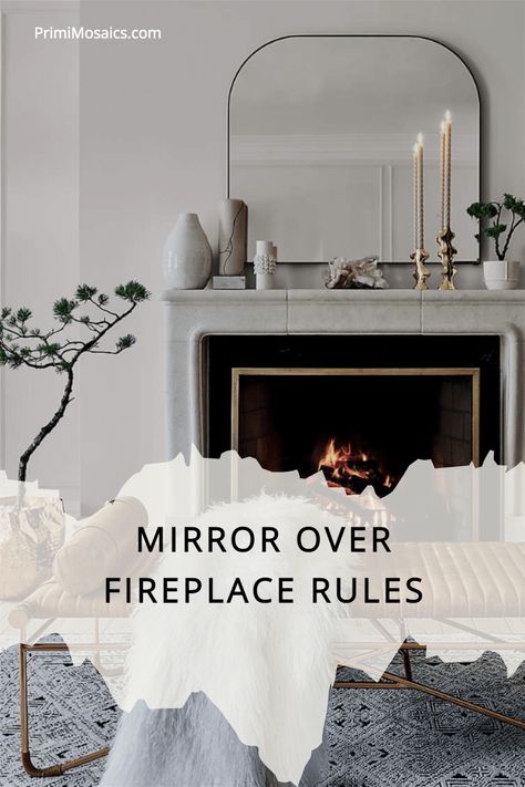 Mirrors On Fireplaces, Fireplace Styling With Mirror, Fire Place Mirrors, Tall Mirror Over Fireplace, Mantel Decorating Ideas High Ceilings, Mirror For Fireplace Mantel, Modern Mirror Over Fireplace, Large Mantle Mirrors, Large Over Mantle Mirror