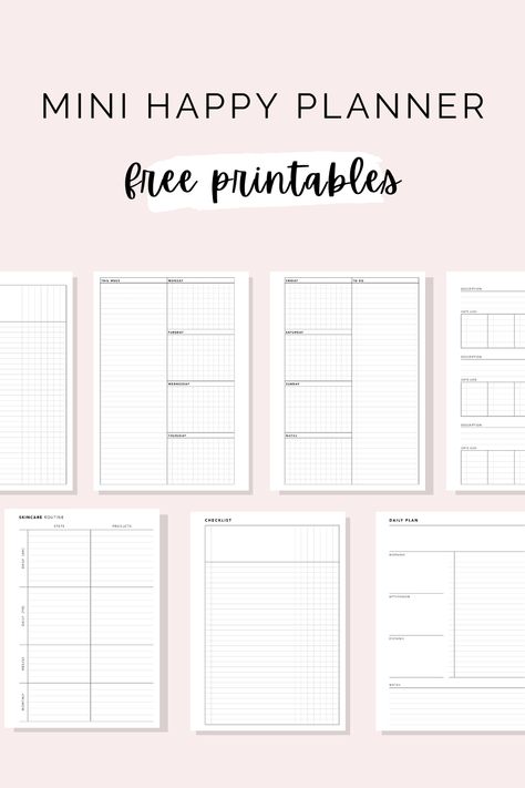 Download FREE printable planner inserts for Mini Happy Planners - including Daily Planner, Weekly Layout and Checklist #freeprintables #minihappyplanner Mini Planner Layouts, Free Mini Happy Planner Printables, Weekly Layout Planner, Mini Happy Planner Printables Free Inserts, Hp Mini Planner, Mini Planner Printables Free, Happy Planner Mini Printables Free, Free Happy Planner Printables Inserts, Planner 2023 Free Printable