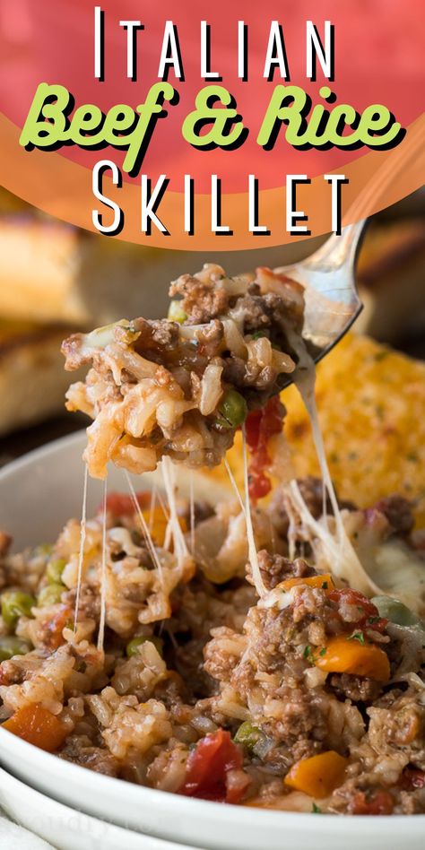 Italian Beef And Rice Skillet, Italian Beef And Rice, Hamburger And Rice Recipes, Beef And Rice Skillet, Beef Recipes Easy Dinners, Ground Beef And Rice, 2023 Recipes, Rice Skillet, Healthy Ground Beef