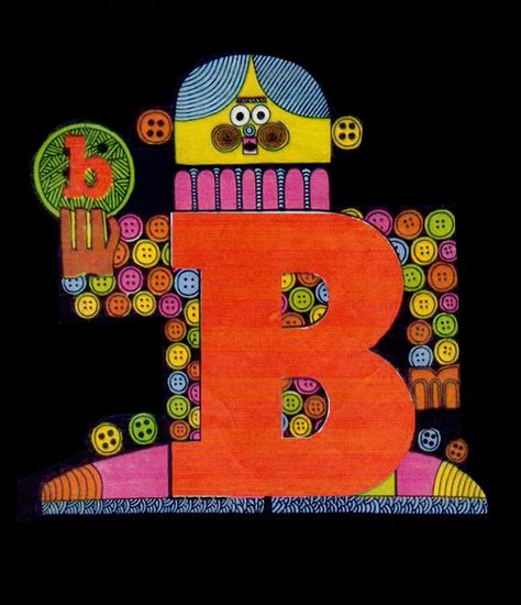 Mister B - Beautiful Buttons Letter People, Preschool Letter Crafts, Erte Art Deco, Erte Art, Preschool Letter, Character Card, Letter Crafts, Heat Rash, Wonder Years