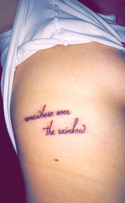 Somewhere over the rainbow Over The Rainbow Tattoo Ideas, Somewhere Over The Rainbow Tattoo Ideas, Over The Rainbow Tattoo, Somewhere Over The Rainbow Tattoo, Lace Sleeve Tattoos, Rainbow Tattoo, Rainbow Words, Rainbow Tattoos, Somewhere Over The Rainbow