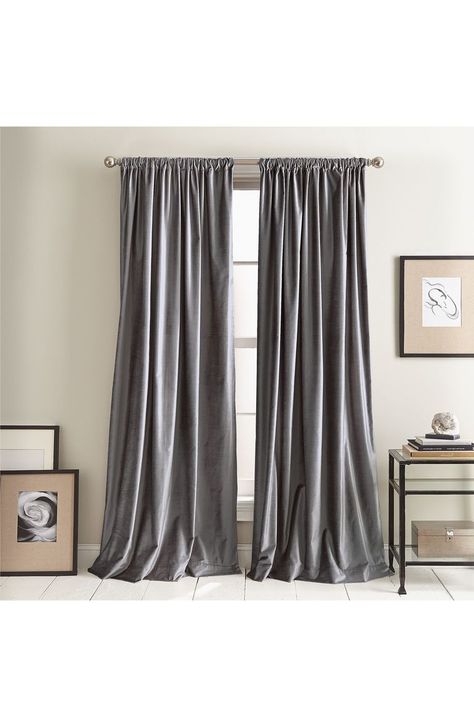 Gray velvet draperies. Nordstrom Anniversary Sale 2019 - Best Nordstrom Anniversary Sale Home Deals Blue Curtains, Custom Drapes, Decor Pillows, Lined Curtains, Rod Pocket Curtain Panels, Velvet Curtains, Rod Pocket Curtains, Room Darkening Curtains, Colorful Curtains