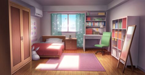 Anime Rooms Drawings, Anime House Interior Bedroom, Mha Places, Anime Room Background, Anime Apartment, Anime Bedroom Background, Home Building Kits, Background Bedroom, Gacha Background