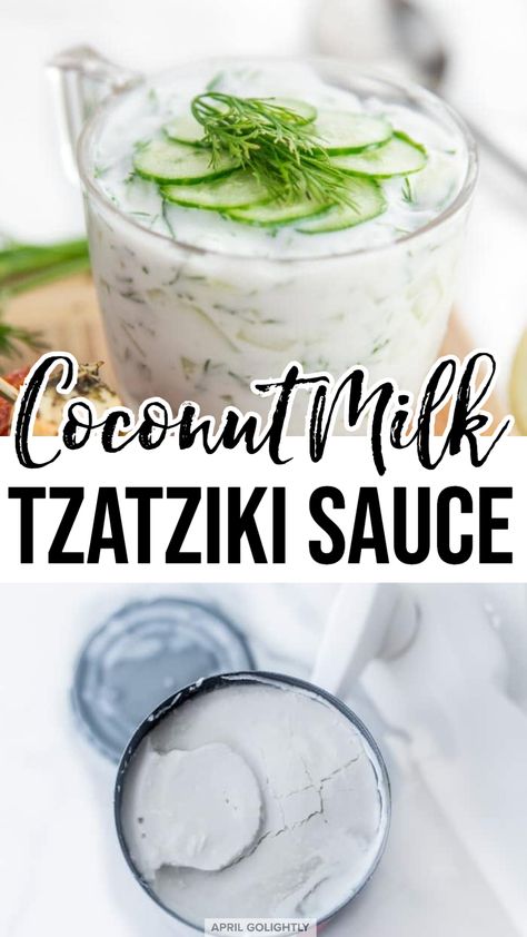 Make this yummy Coconut Milk Tzatziki Sauce for a dipping sauce. You will fall in love with this easy recipe. Greek Tzatziki Sauce, Garlic Vinegar, Greek Tzatziki, Greek Cucumber Salad, Cucumber Dip, Greek Dip, Cucumber Sauce, Tzatziki Sauce Recipe, Homemade Tzatziki Sauce