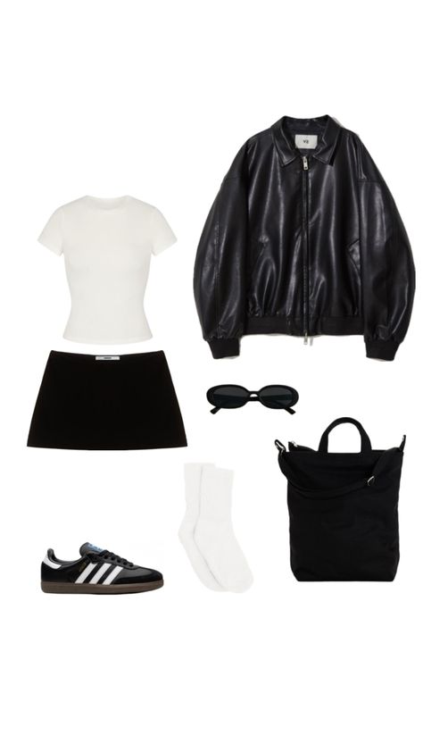 #outfitinspo #outfits #outfit #sambas #baggu French Concert Outfit, Outfit Ideas With Black Boots, Concert Outfit Ideas Aesthetic, Black Samba Adidas Outfit, Black Samba Outfit, Black Adidas Samba Outfit, Adidas Samba Black Outfit, Black Sambas Outfit, Outfits With Sambas