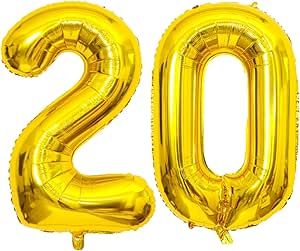 Large Gold 20 Number Balloons, 40 Inch Jumbo Number 20 Balloon, Gold Foil Mylar Balloons for Girl Sweet 20th Birthday Party, Anniversary Decorations 20 Number, 20th Birthday Party, Anniversary Decorations, Kids Gift Guide, 20th Birthday, Number Balloons, Mylar Balloons, Girls Sweet, Gold Foil