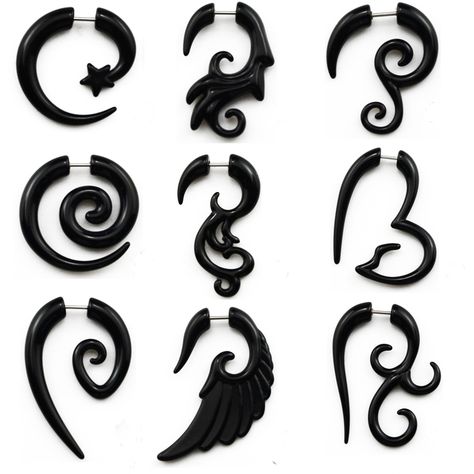 Showlove 2pcs Acrylic Fake Cheater Twist Spiral Ear Taper Gauges Expander Earring plug Body piercing jewelry-in Body Jewelry from Jewelry & Accessories on Aliexpress.com | Alibaba Group Ear Guages, Fake Plugs Earrings, Ear Tapers, Fake Gauge Earrings, Edgy Earrings, Fake Plugs, Multiple Ear Piercings, Anime Jewelry, Polymer Clay Jewelry Diy