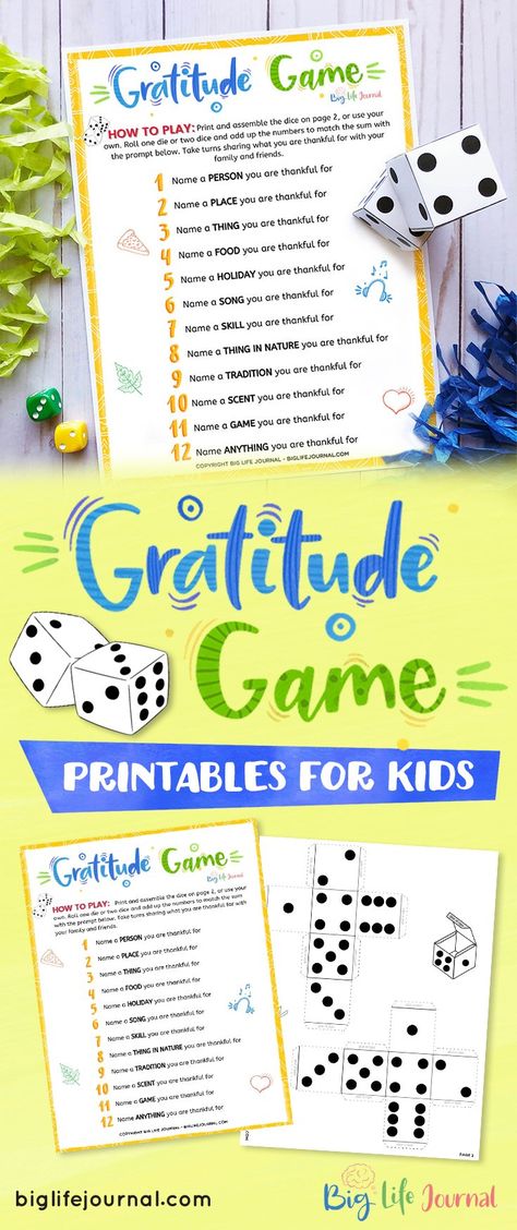 Gratitude Game for Kids [affiliate] Gratitude Crafts, Teaching Gratitude, Big Life Journal, Activity Day Girls, Gratitude Activities, Primary Activities, Activities For Teens, Life Journal, Printable Game