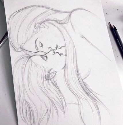 Art Du Croquis, Sketches Of Love, Couple Sketch, Line Sketch, Lesbian Art, Lgbt Art, Cute Couple Art, Pencil Art Drawings, Couple Drawings