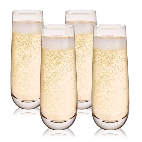 PRICES MAY VARY. CHAMPAGNE FLUTES FOR ANY OCCASION - These modern stemless champagne flutes are perfect for everyday sipping or a special occasion. The rounded silhouette is both classic and contemporary, while the tapered design adds elegance. FOUR CLEAR GLASS STEMLESS CHAMPAGNE FLUTES - Crafted from durable glass, these stemless champagne glasses are less likely to topple and break. They’re perfect for sparkling wine, champagne cocktails, or as stemless mimosa glasses. DISHWASHER SAFE WINE FLU Modern Champagne Flutes, Mimosa Glasses, Champagne Cocktails, Stemless Champagne Flutes, French 75, Cocktail Cup, Flute Glasses, Champagne Flute Glasses, Cocktail Accessories