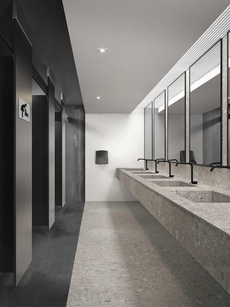 Public Restroom Design, Commercial Bathroom Designs, Klein Toilet, Cubicle Design, Commercial Toilet, Toilette Design, Wc Design, Restroom Design, Public Bathrooms