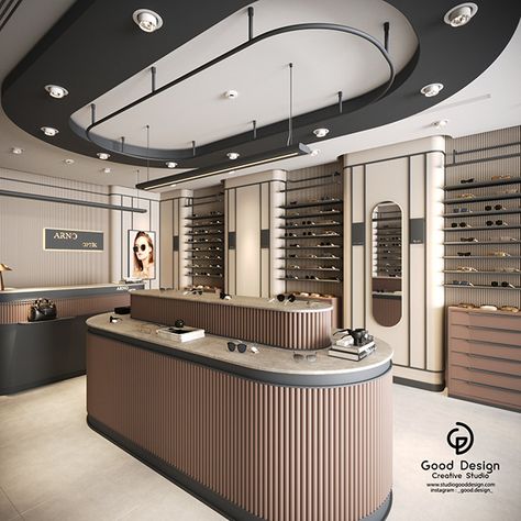 Glasses Store Design, Store Concept Design, Eyewear Shop Design, Luxury Retail Store, Eyewear Store Design, Jewelry Store Interior, Store Concept, Jewelry Store Design, Jewellery Shop Design