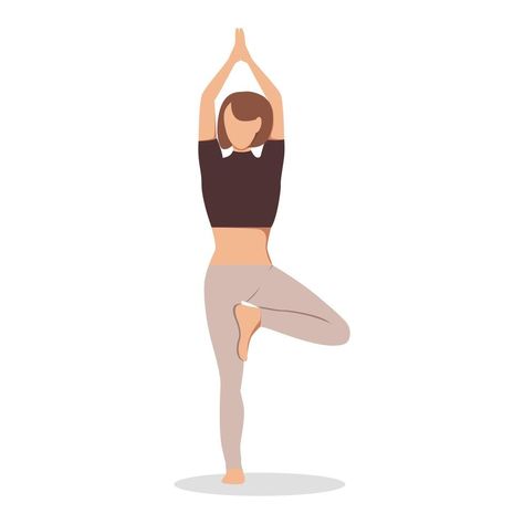 Woman in tree pose practicing yoga, isolated on white background. Vector illustration Tree Pose Yoga Illustration, Tree Pose Yoga, Yoga Vector, Yoga Tree Pose, Coffee Designs, Yoga Tree, Yoga Illustration, Woman Yoga, Vector Trees