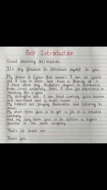 Interduce Yourself In English, My Introduction In English, Self Introduction In English, English Introduction, Study English Grammar, Self Introduction, Boba Shop, Daily Use Words, English Grammar Notes