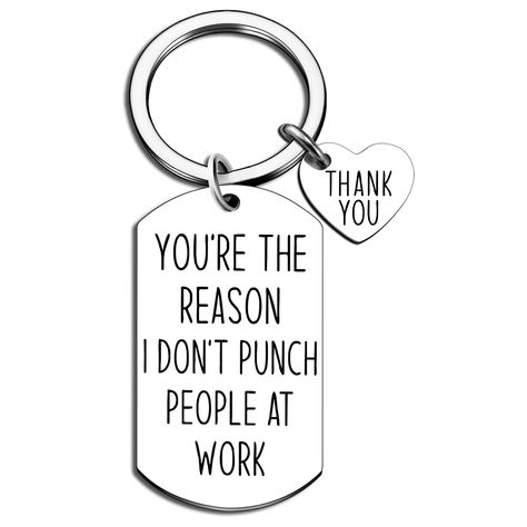 PRICES MAY VARY. Employee Appreciation Gifts / Boss Day Gifts / Assistant Principal Gifts： This Friendship Keychain Is Engraved With“ You're The Reason I Don't Punch People At Work“, A Funny Saying On It That Will Be Sure To Make Your Co-Worker Boss Laugh! Perfect Funny Gift For Men And Women! Boss Appreciation Gifts for Women / Administrative Professional Day Gifts: Funny Office Gifts For Coworkers This Cute Key Chain Will Bring Much Smile And Laughter To Office And Surprise Your Coworker, Coll Boss’s Day Gifts, Assistant Principal Gifts, Boss Appreciation Gifts, Boss Day Gifts, Friendship Keychain, Funny Office Gifts, Administrative Professional Day, Boss Day, Women Boss