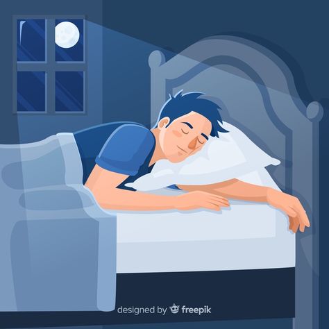 | Free Vector #Freepik #freevector #man #home #person #flat Person Sleeping In Bed, Person Sleeping, Sleeping Drawing, Sleeping Man, Sleeping Boy, Seni Arab, Snoring Remedies, Healthy Sleep Habits, Mattress Buying