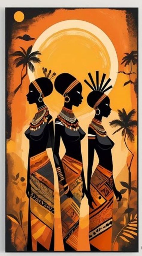 African Portraits Art, African Drawings, African Art Projects, Africa Art Design, Modern Art Canvas Painting, African Women Art, Afrique Art, African Paintings, Afrikaanse Kunst