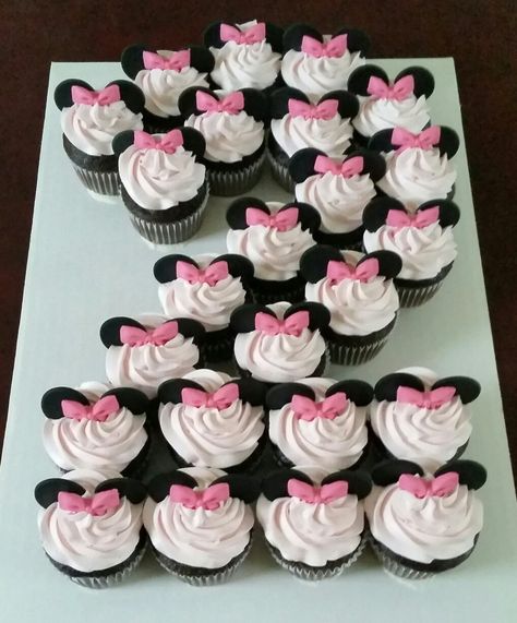 Mickey Minnie Mouse Cupcakes, Mickey And Minnie Cupcakes Ideas, Minnie Toodles Birthday, Mickey Minnie Cupcakes, Minnie Mouse Cupcakes 2nd Birthday, Mickie And Minnie Birthday Party Ideas, Minnie Mouse Cake Pops Pink, Pink Minnie Mouse Cupcakes, Two Year Old Birthday Cupcakes