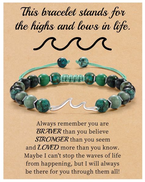 PRICES MAY VARY. Inspirational Gifts: This wave bracelet stands for the highs and lows in life. Great inspirational gifts, cheer up gifts, encouragement gifts for women, remind her "Maybe I can't stop the waves of life from happening, but I wiil always be there for you through them all". Wave Bracelet: The women bracelet made of jasper natural stone and white gold plated wave stand, handmade braided to comfortable and durable. Wave Jewelry: Length of the beaded bracelets for women is 6.5"-10.5", Boho Clothing Patterns, Meaningful Bracelets, Stone Beaded Bracelets, Inspirational Gifts For Women, Bracelet Stands, Wave Jewelry, Cheer Up Gifts, Wave Bracelet, Christian Gifts For Women