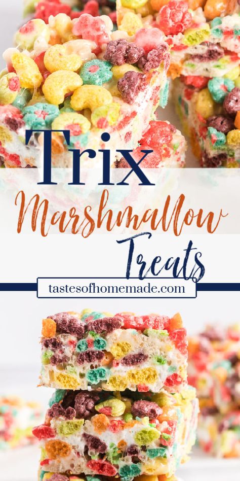 Marshmallow Treats Recipe, Fruity Pebbles Treats, Trix Cereal, Fruity Treats, Krispie Treats Recipe, Rice Recipes For Dinner, Marshmallow Treats, Cereal Treats, Bake Recipes