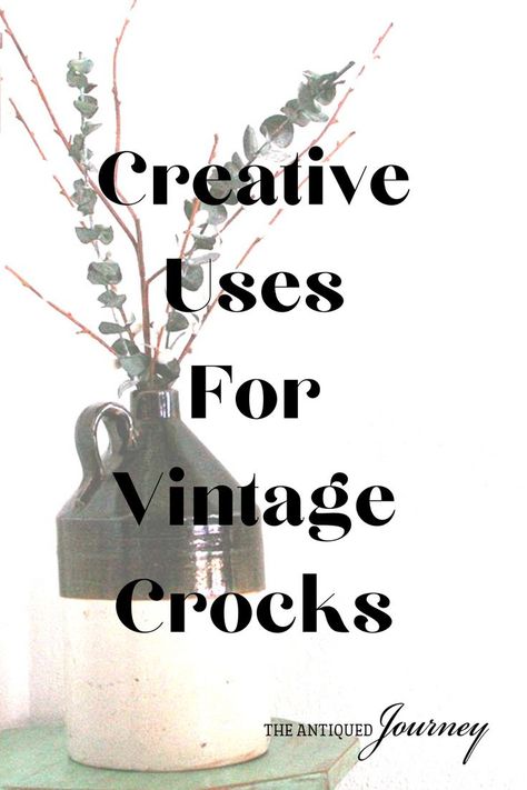 You can find creative uses and ways to use antique and vintage crocks in your home. Decorating With Crocks Display, Old Crocks Decor Ideas, Decorating With Antique Crocks, Antique Crocks Decor Ideas, Decorating With Vintage Crocks, Decorating With Old Crocks, Crock Decorating Ideas, Crocks Decor Ideas, Decorating With Crocks