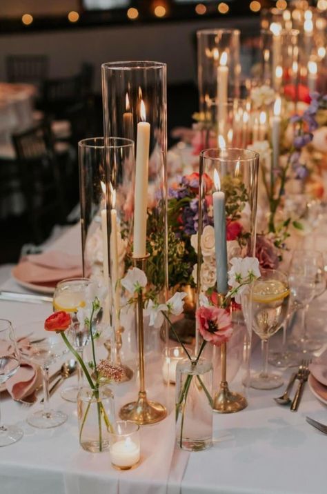 Jewel Tone Wedding Theme Table Settings, Whimsical Garden Wedding Theme, Circle Table Wedding Decor Centerpieces, Small Garden Wedding Ideas, Huppah Wedding, Long Table Decorations, Jewel Tone Wedding Theme, Wedding Flowers Candles, 2026 Wedding