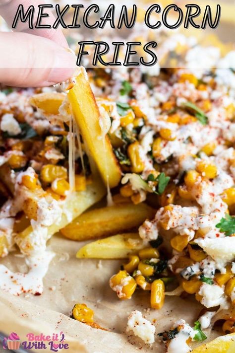 Corn Fries, Mexican Sour Cream, Corn Side Dish, Crispy Fries, Mexican Crema, Frozen French Fries, Popular Side Dishes, Loaded Fries, Baked Fries