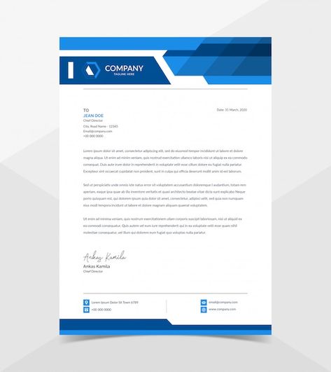 Professional and modern corporate letter... | Premium Vector #Freepik #vector #identity #corporate-identity #corporate-branding #company-identity Geometric Logotype, Company Letterhead Template, Computer Ideas, Cover Novel, Professional Letterhead, Cover Letter Design, Invoice Template Word, Company Letterhead, Letterhead Business