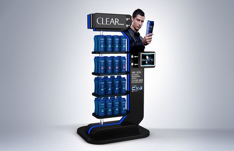 Clear Men Display & FSU Design on Behance Product Display Design, Product Display Stand, Promotional Stands, Rak Display, Point Of Sale Display, Retail Inspiration, Pos Display, Cosmetic Display, Stall Designs