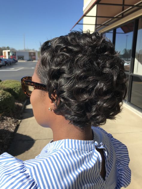 Short Natural Relaxed Hairstyles, Black Woman Haircut, Relaxed Hair Hairstyles Medium, Random Hairstyles, Short Relaxed Hair, Curl Hairstyles, Black Hair Curls, Relaxed Hairstyles, Roller Sets