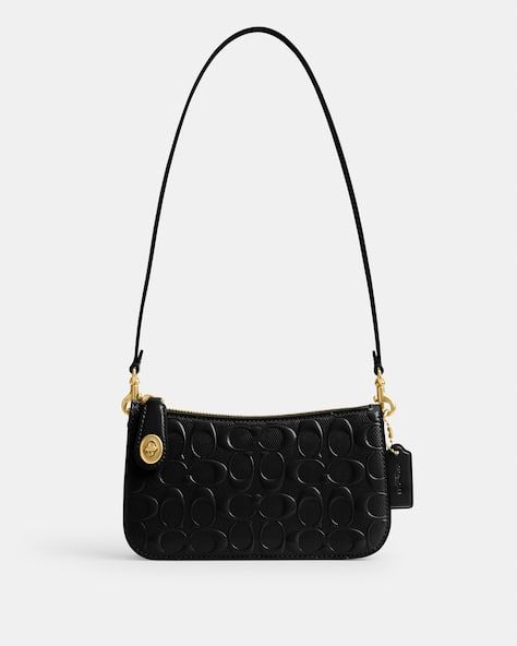 Black Coach Shoulder Bag, Coach Penn Shoulder Bag, Y2k Designs, Black Coach Bag, Black Coach Purse, Coach Shop, Luxury Bags Collection, Small Shoulder Bags, Girly Bags