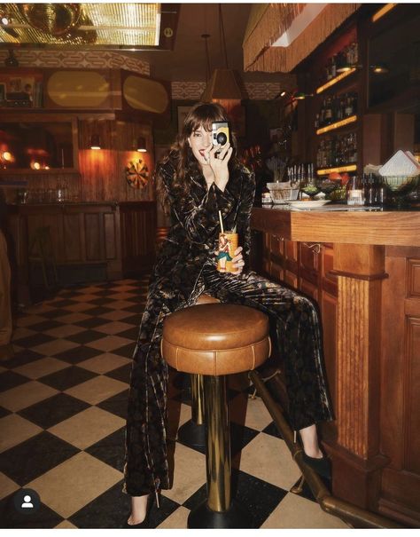 Bar Editorial Photoshoot, Bar Editorial Fashion, Festive Chic Outfit, Jazz Club Fashion, Bar Stool Photoshoot, Night Fashion Photoshoot, Holiday Party Photoshoot, Holiday Editorial Photography, Party Aesthetic Photoshoot