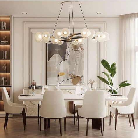 30 Gorgeous Dining Room Lighting Over Table Ideas - Addicted To Organization Modern Contemporary Dining Room, Modern Contemporary Dining, Dining Room Design Modern, Textil Design, Dining Room Interiors, Luxury Dining Room, Elegant Dining Room, Lighting Wall, Contemporary Dining Room