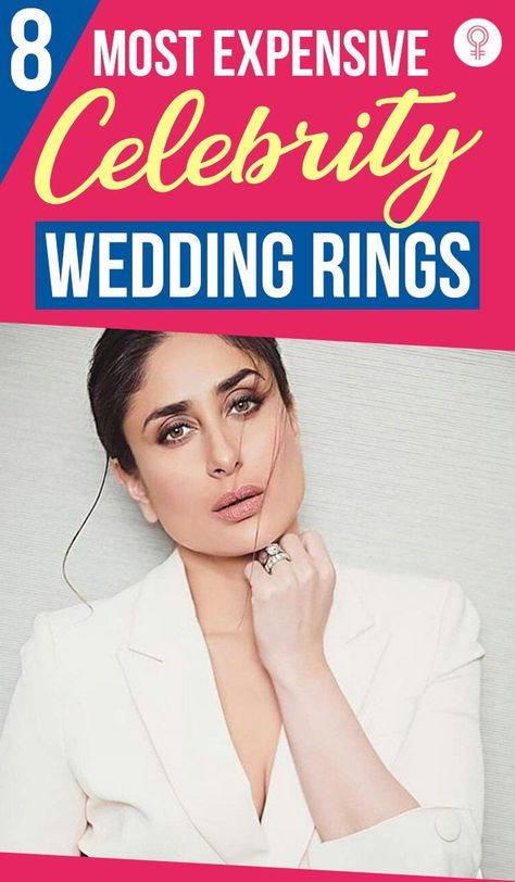 8 Most Expensive Celebrity Wedding Rings: Today, we decided to make a list of a few Bollywood Divas who were wooed by their SOs with some of the most expensive wedding rings in the world. Turns out, they really wanted to put a ring on it and they did, but only the best and the biggest for their lady loves. #weddingrings #celebritywedding #celebrities #weddingideas #expensiverings Celebrity Diamond Rings, Deepika Padukone Engagement Ring, Kareena Kapoor Engagement Ring, Celebrity Engagement Rings Top 10, Khloe Kardashian Engagement Ring, Most Expensive Wedding Ring, Most Expensive Diamond Ring, Most Expensive Wedding, Most Expensive Engagement Ring