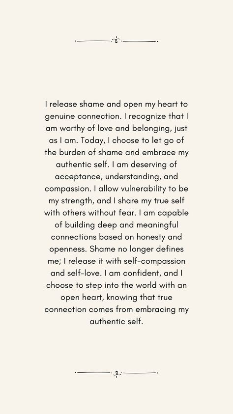 If the weight of shame ever bears you down, read this affirmation out loud. 🌈💗#EmbraceSelfCompassion #ReleaseShame Healing Shame Affirmations, Shame Affirmations, Healing Shame, I Am Worthy, Authentic Self, Self Compassion, Choose Me, Out Loud, Counseling