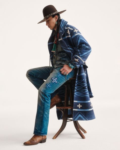 Polo Ralph Lauren And Ms Naiomi Glasses Celebrate Rodeo Culture And Navajo Weaving Traditions | The Journal | MR PORTER Ralph Lauren Aesthetic, Navajo Weaving, Artist In Residence, Ralph Lauren Style, Alt Fashion, Southwestern Style, The Journal, Modern Man, Contemporary Fashion