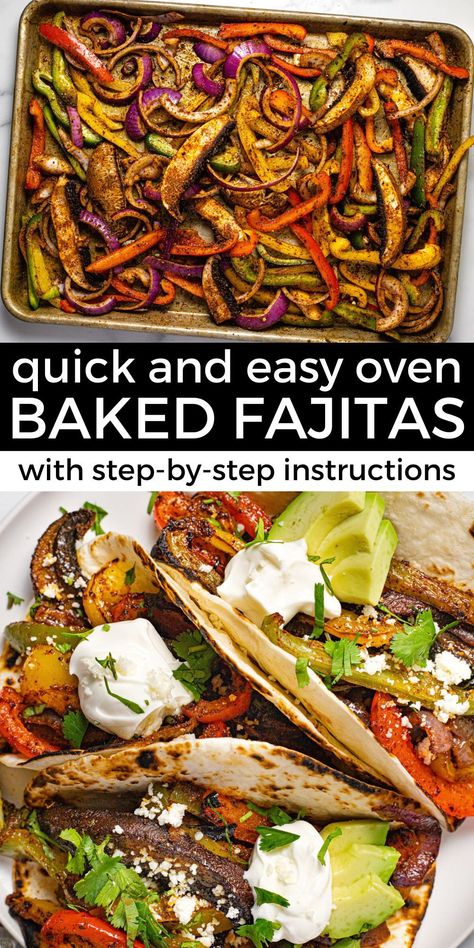 If you've been cooking fajita veggies in a skillet on the stove, you're doing it all wrong! Baking your veggies in the oven is the easiest way to get them perfectly tender with that delicious char in just 10 minutes, with very little prep work on your part! So simple, so delicious, and so versatile, these fajita vegetables will quickly become your family's favorite! How To Make Fajita Veggies, Sheet Pan Veggie Fajitas, Fajita Vegetables Recipe, Roasted Fajita Vegetables, Fajita Veggies Oven, Sheet Pan Fajita Veggies, Fajita Recipe Vegetarian, Grilled Veggies In Oven, Fajitas Vegetables