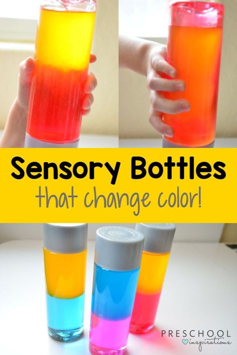 Sensory Bottles Preschool, Preschool Inspirations, Calm Down Bottle, Discovery Bottles, Sensory Bottle, Preschool Sensory, Sensory Crafts, Sensory Ideas, Sensory Bottles