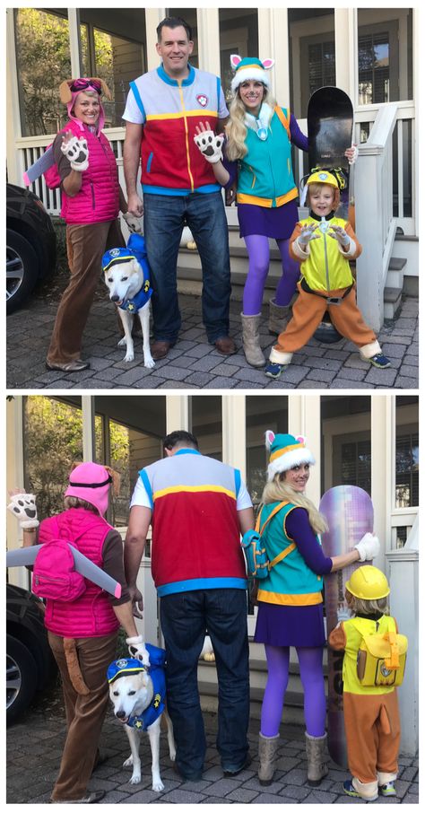 Paw Patrol Kostüm, Family Costumes For 4, Skye Paw Patrol Costume, Paw Patrol Halloween Costume, Skye Costume, Family Costumes For 3, Chase Costume, Paw Patrol Everest, Family Themed Halloween Costumes