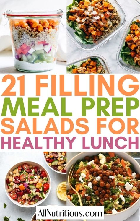 If you find yourself always trying to figure out what to make for a healthy lunch you need to know these incredibly delicious meal prep salad recipes. These filling salads are the perfect refreshing healthy lunch to help you feel full throughout your day. #MealPrep #Salad Healthy Filling Lunch, Mealprep Salad, Meal Prep Salads, Filling Salads, Meal Prep Salad, Prep Salad, Filling Salad Recipes, Easy Meal Prep Lunches, Salad Recipes Lunch