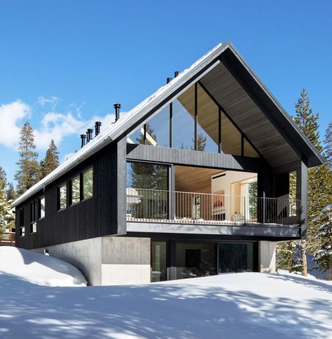 Boathouse Ideas, Alpine Architecture, Barn Style Shed, Simple Floor Plans, Slope House, Tahoe California, Lake Tahoe California, Charred Wood, Sugi Ban