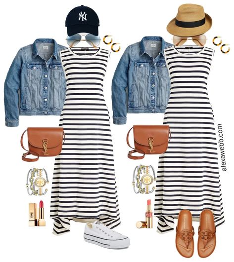 Plus Size Rugby Stripe Dress Outfits - Alexa Webb Striped Dress Outfit, Alexa Webb, Smokey Mountain, Rugby Stripe, Shirt Dress Outfit, Apple Shape, Stripe Outfits, Kleidung Diy, Mode Chic