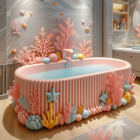 Coral shaped bathtub Western Living Room Ideas, Crazy Bathrooms, Creative Bathroom Design, Western Living Room, Modern Luxury Bathroom, Beautiful Bedroom Decor, Candy Design, Fantasy Furniture, Bathtub Decor